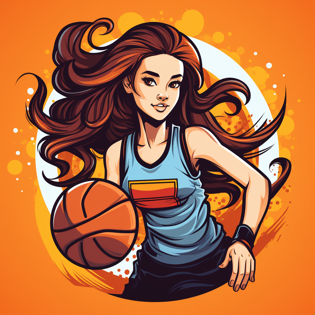 Cute teen girl playing basketball