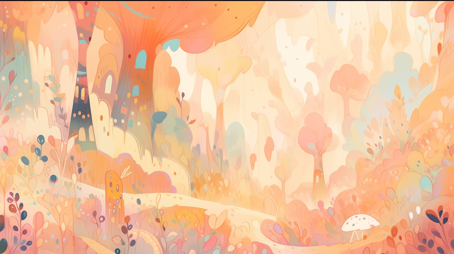 Cute and tender psychedelic fantastic background created with watercolors by a child