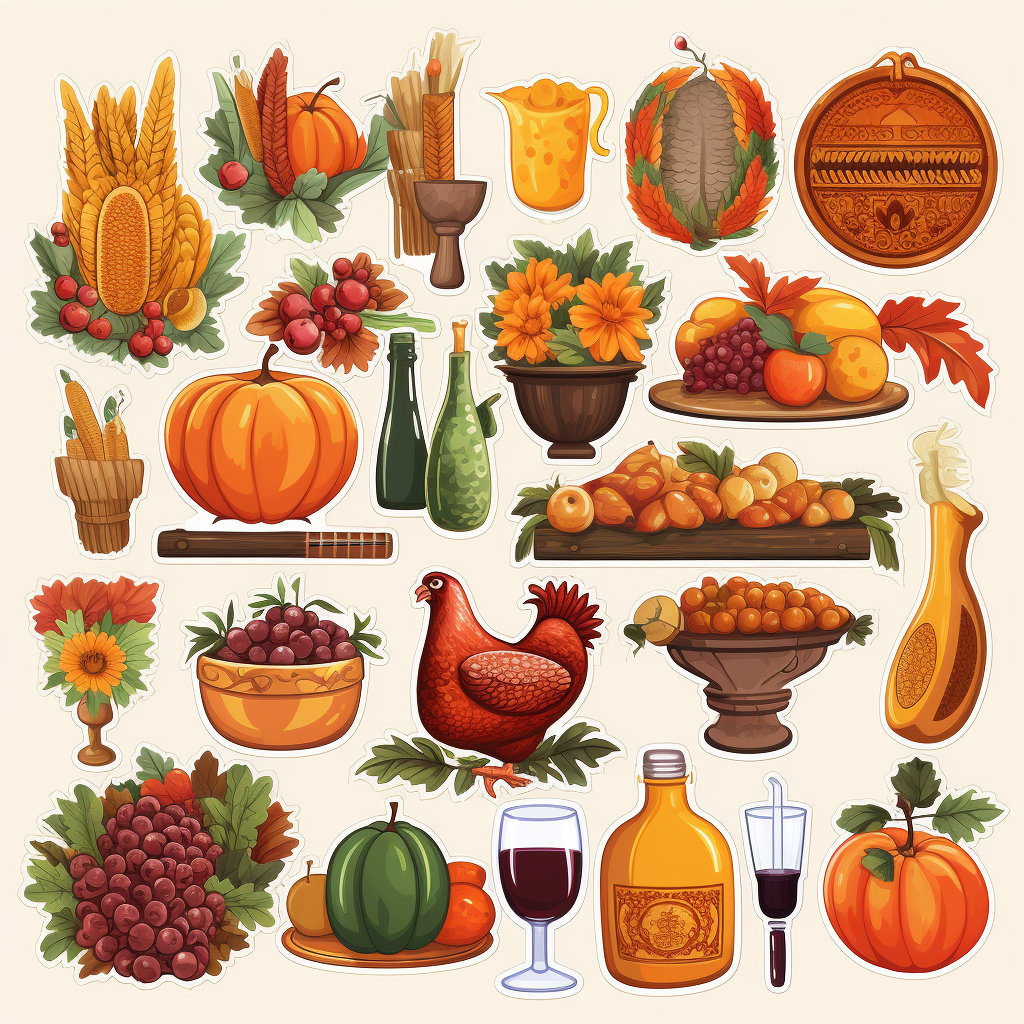 Thanksgiving themed cute stickers