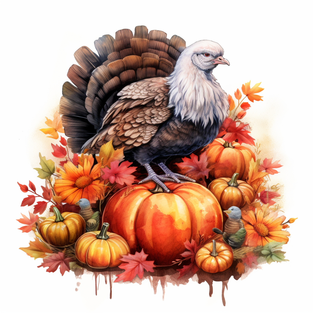 Adorable Thanksgiving turkey and pumpkins