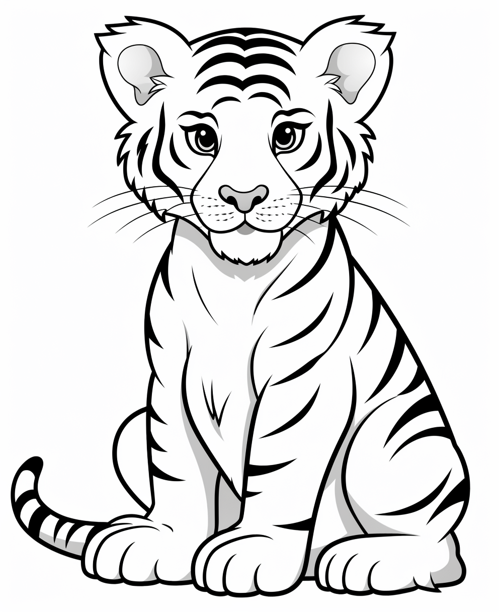 Adorable tiger cartoon coloring page