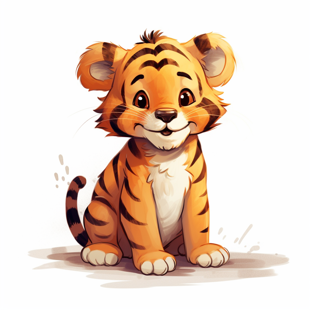 Cute tiger standing on two legs