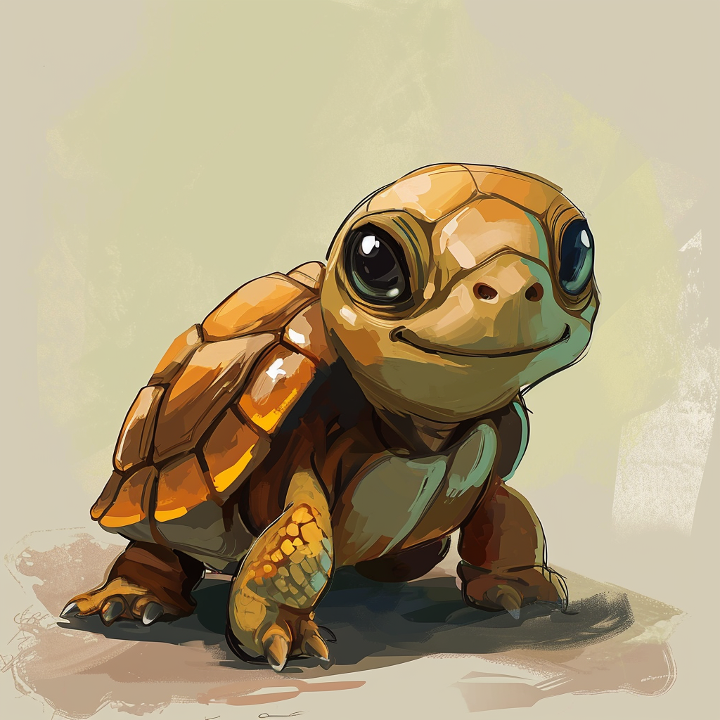 Cartoon drawing of cute turtle creature