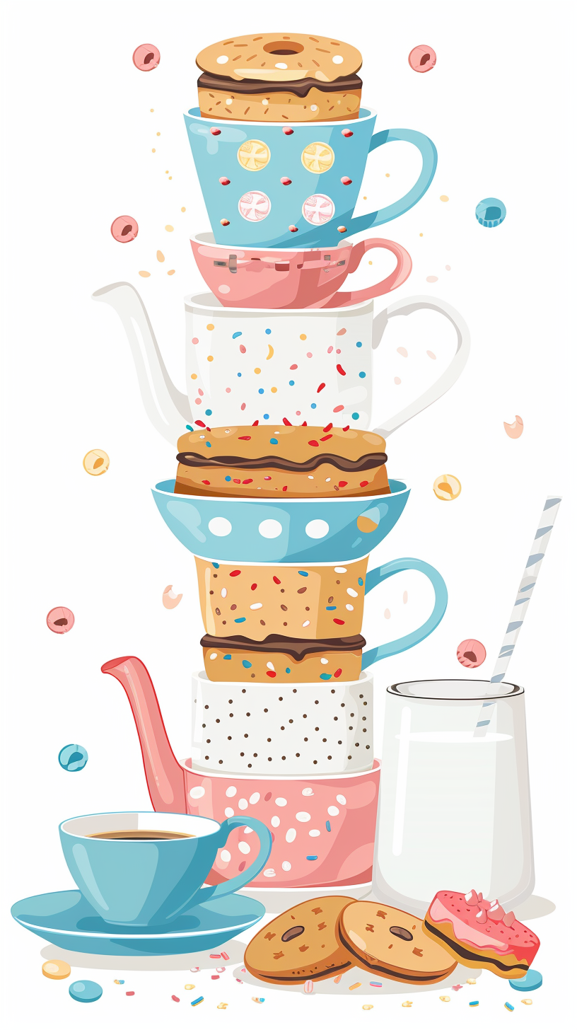 Colorful Bakers Tools Stack Illustration