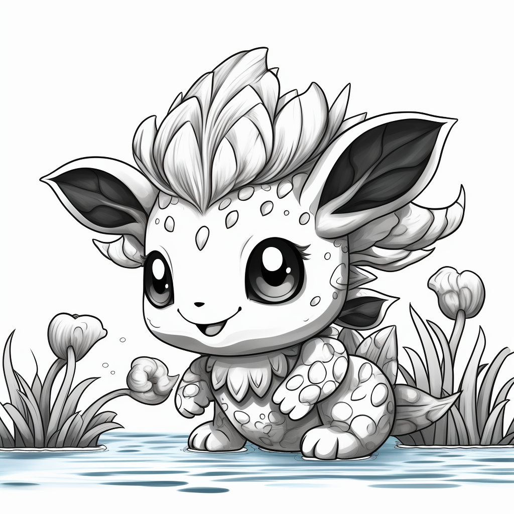 Cute water-style Pokemon coloring page