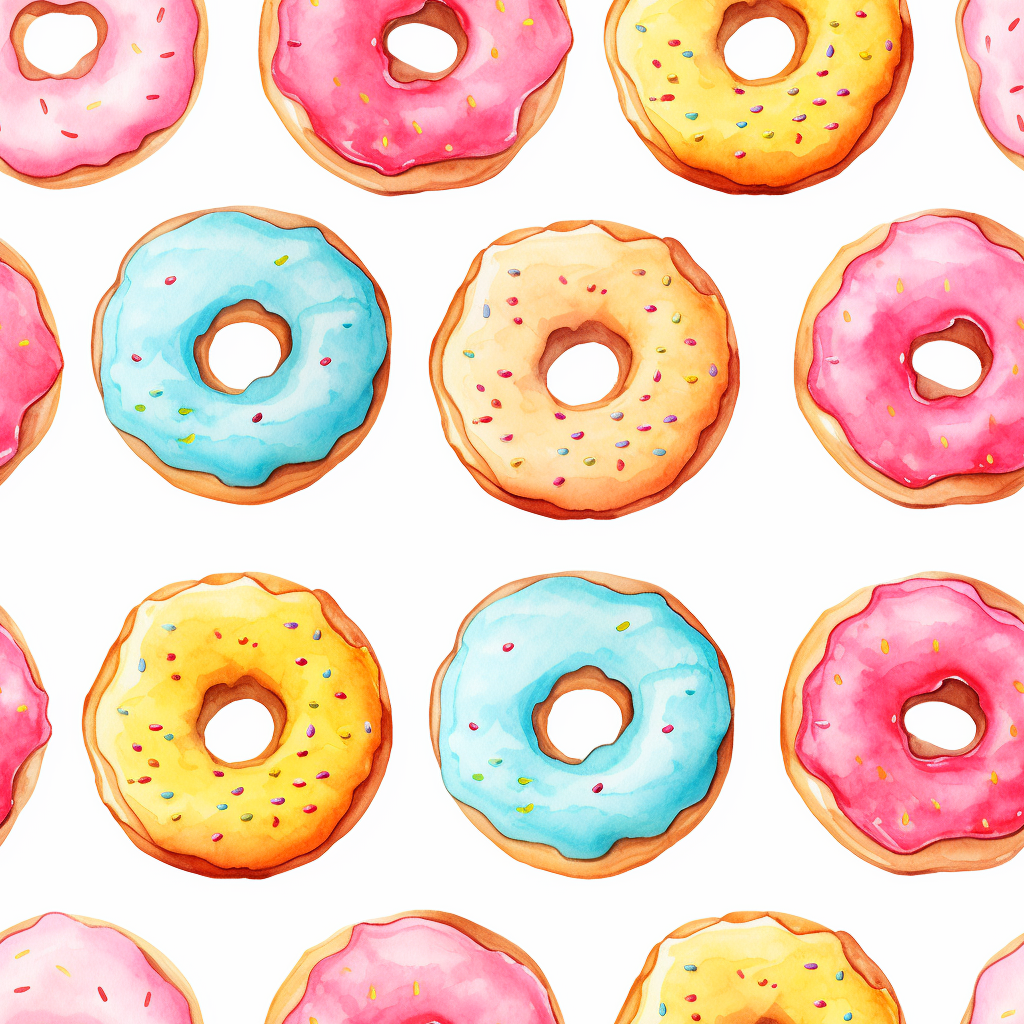 Watercolor donuts seamless pattern