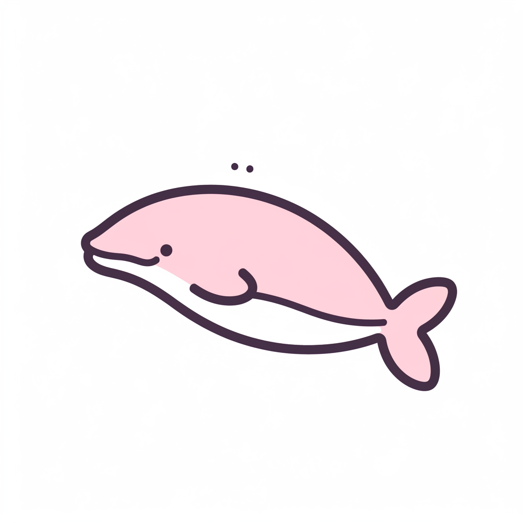 Minimal outline of a cute whale icon