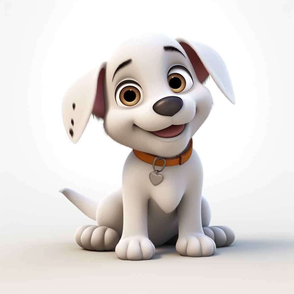 Adorable 3D Cartoon Dog on White Background