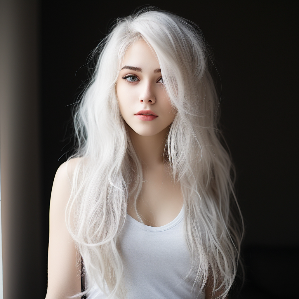 Beautiful girl with white hair