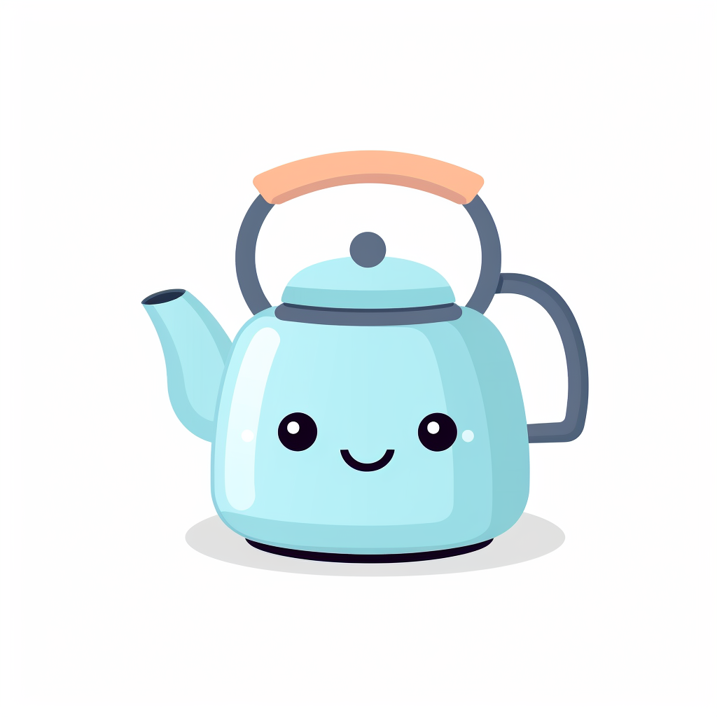 Cute white kettle on plain background