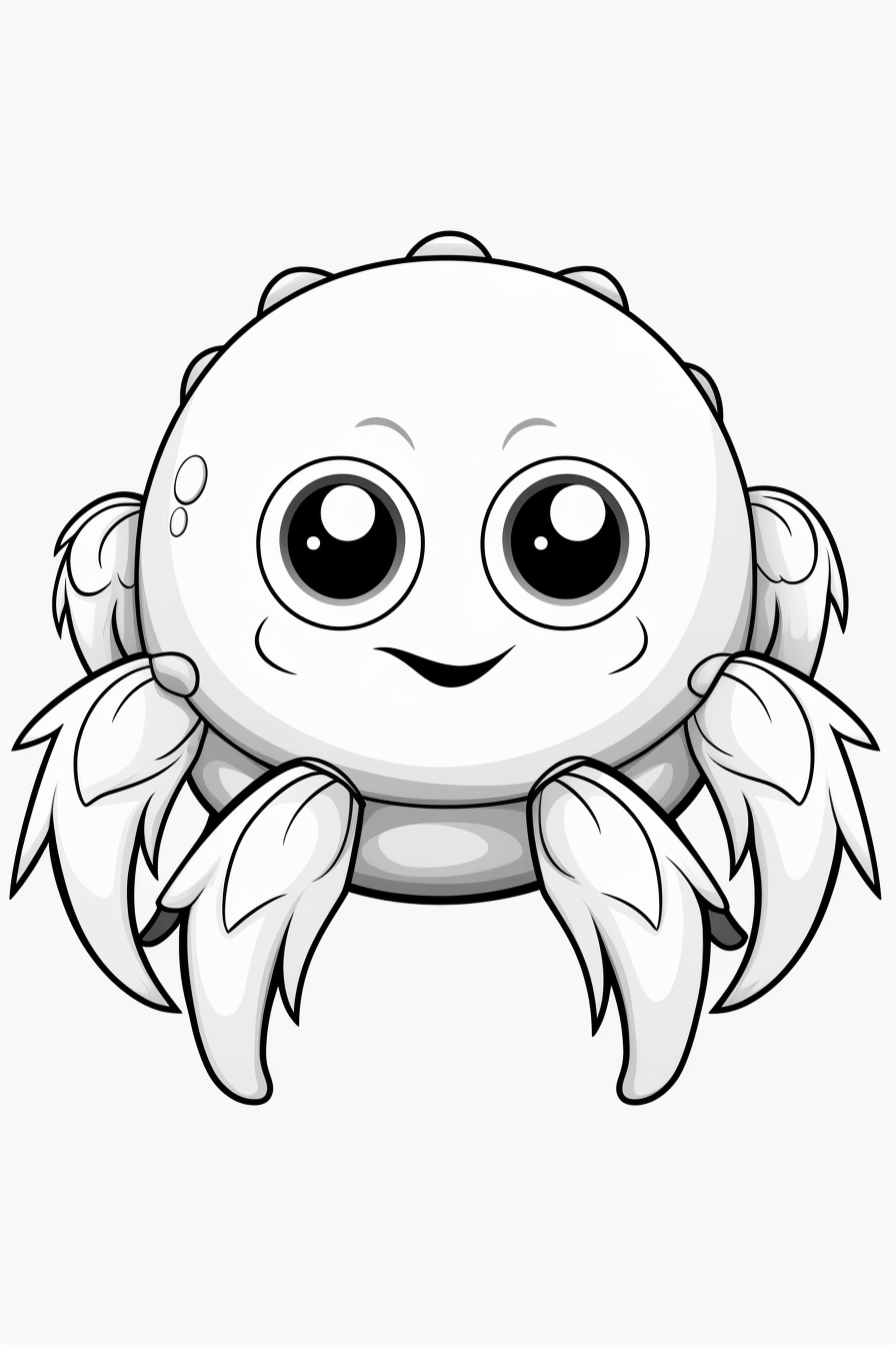 Image of a Cute Wise Spider Crab in a Coloring Book