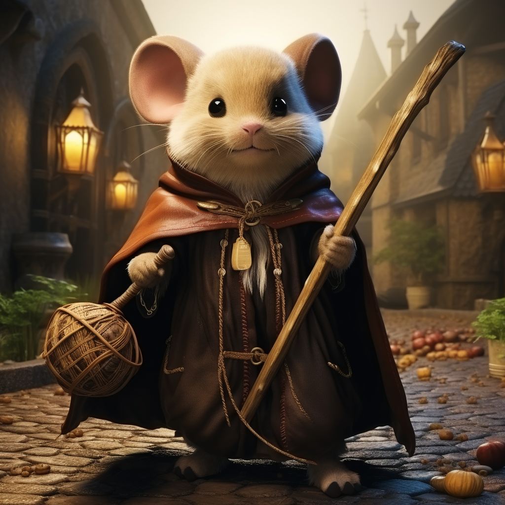 Chubby and Brave Wizard Mouse Illustration