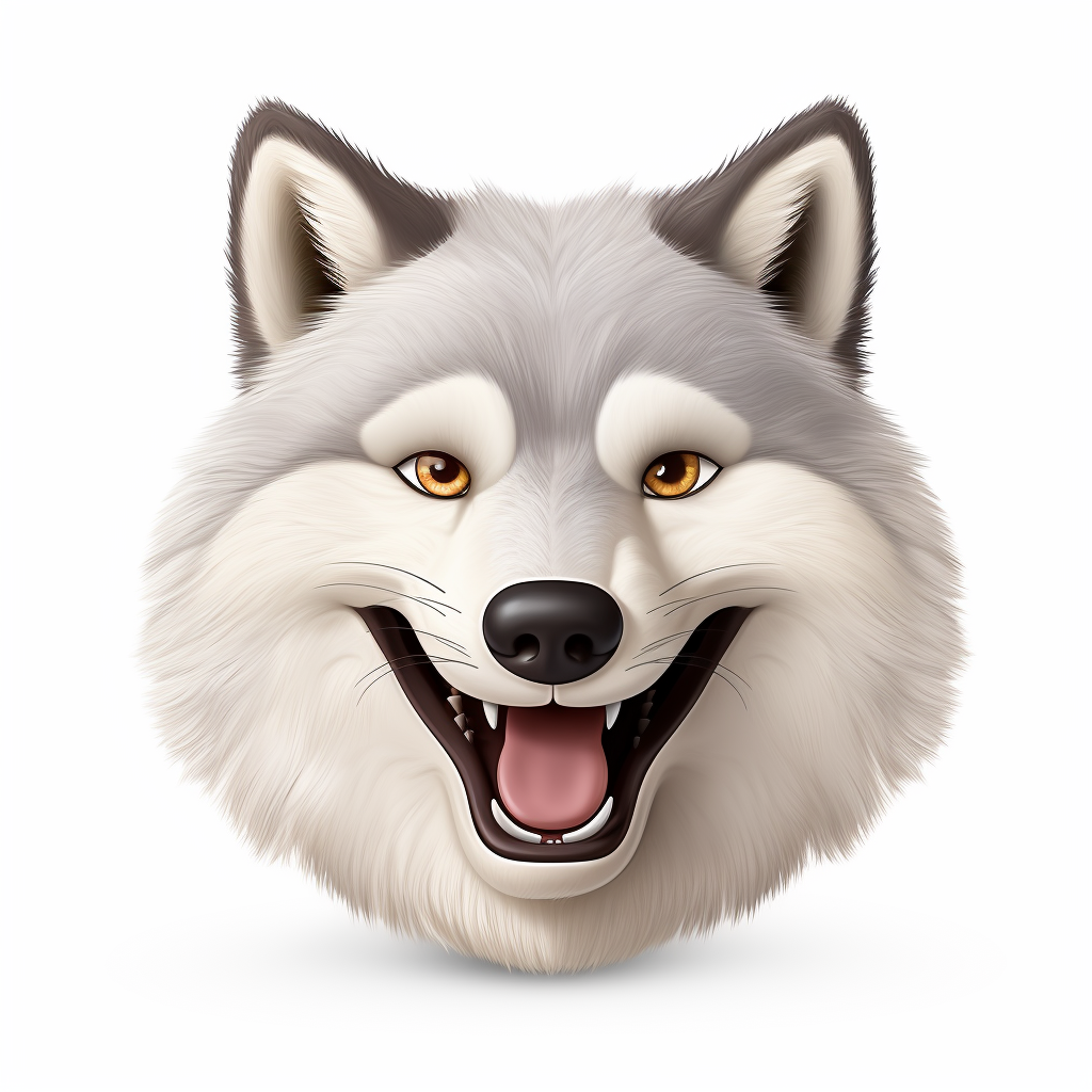 Cute wolf emoji on white background