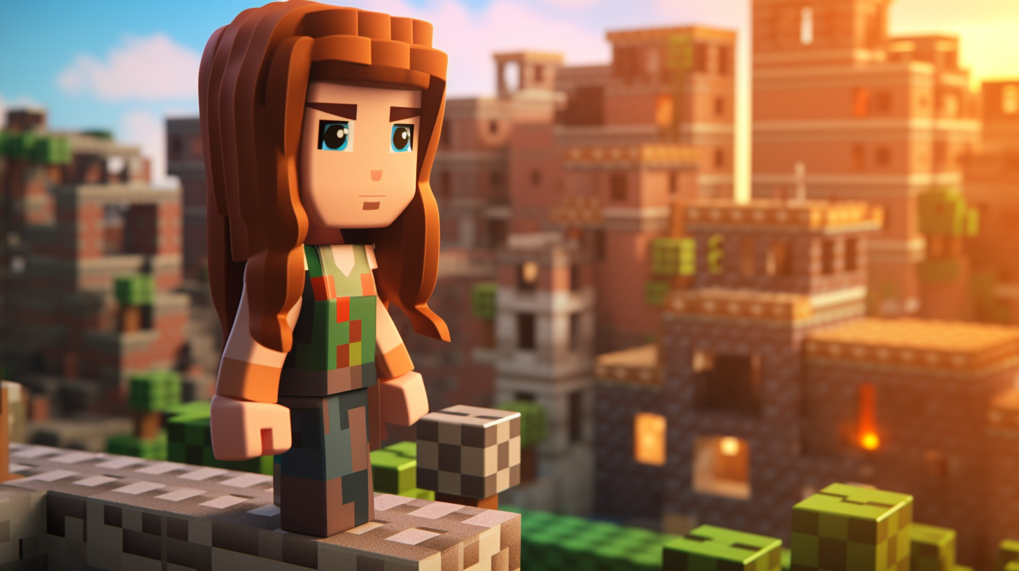 Cute woman with Minecraft-inspired sideways glance