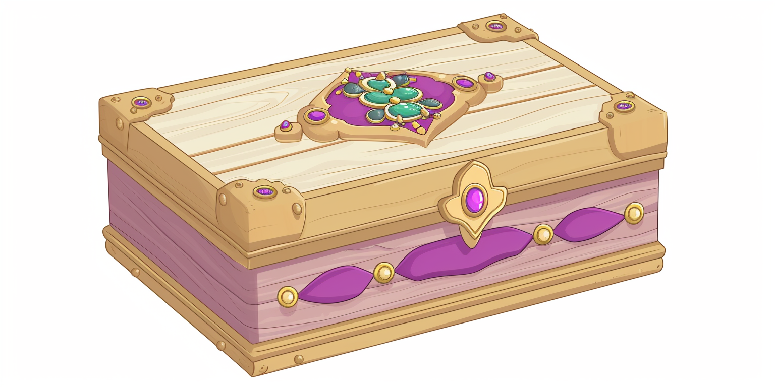 Cute wooden box with purple and gold adornments