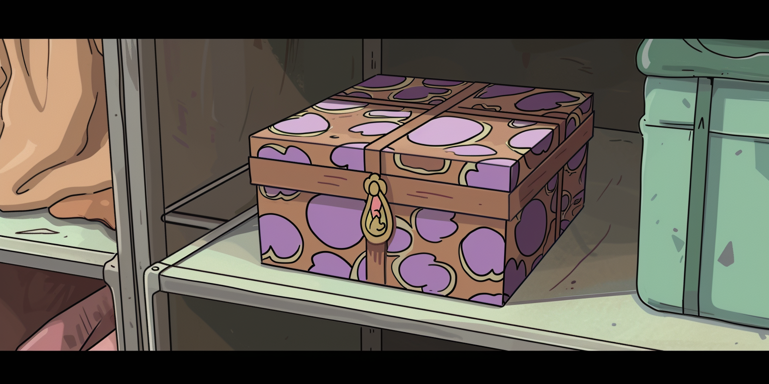 Cute wooden box with purple patterns