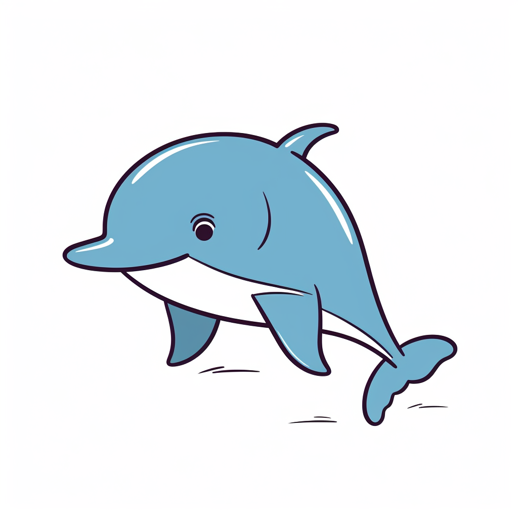 Cute Woodland Dolphin Line Drawing