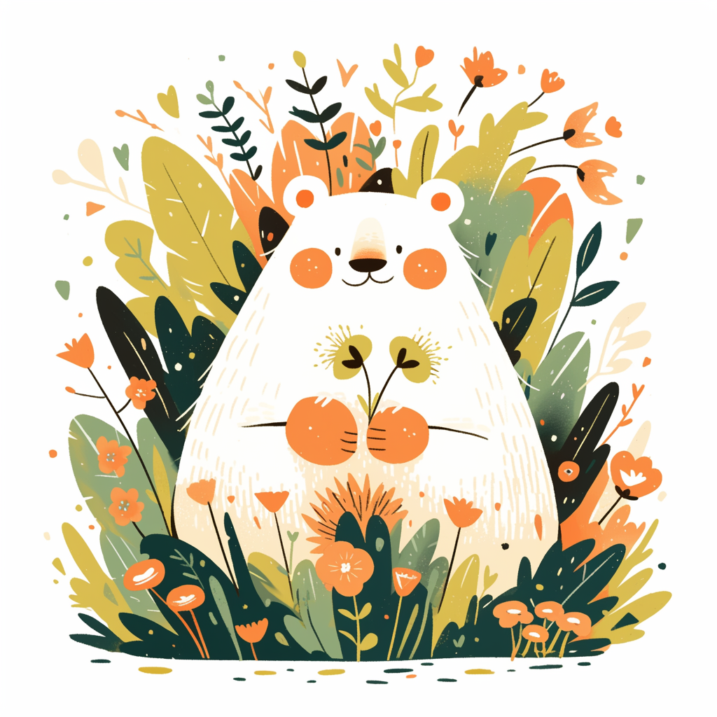 Cute woodland creature with flowers