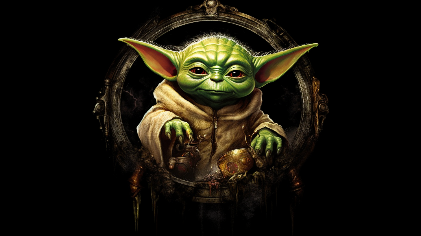 Cute Yoda holding a ring