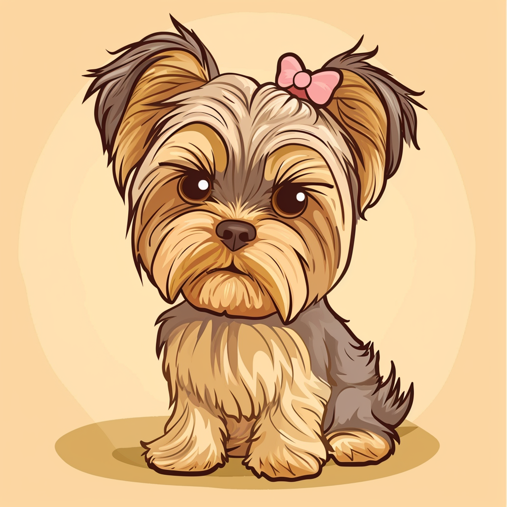 Cute Yorkie Dog Cartoon Style