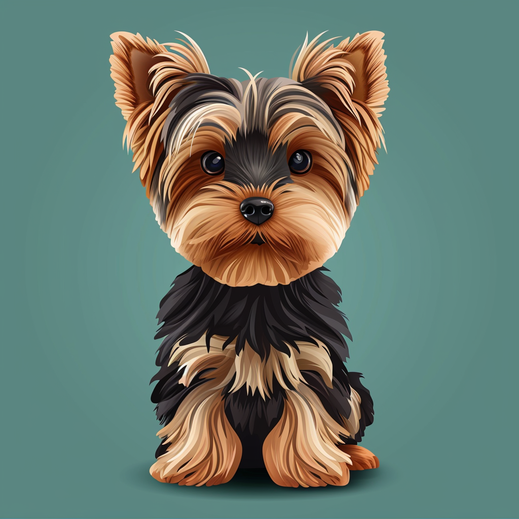 Cute Yorkie Female Dog Cartoon 3D