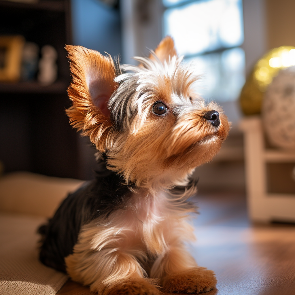 Thoughtful Yorkshire Terrier with Floppy Ears