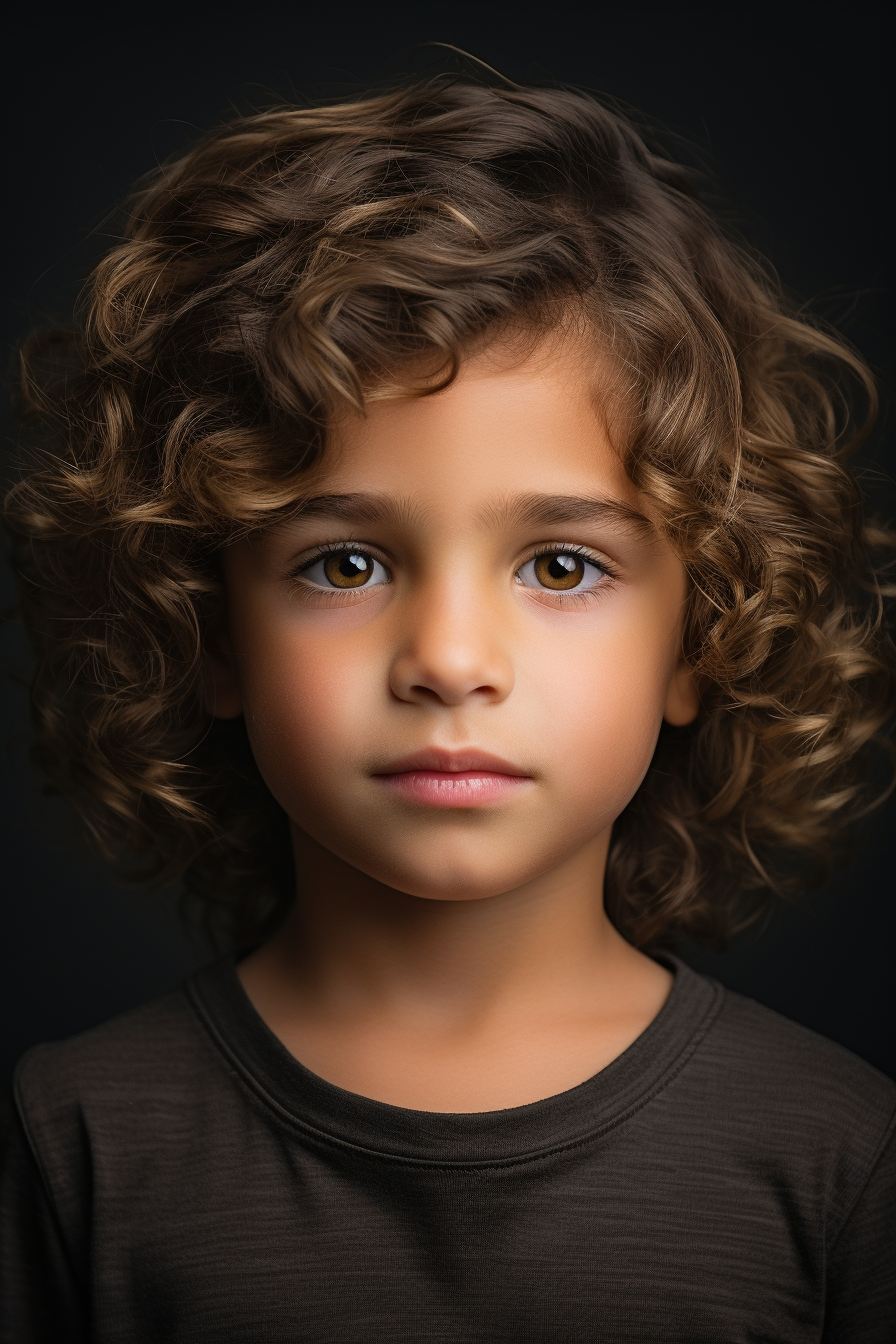 Adorable 5-Year-Old Boy with Brown Curly Hair