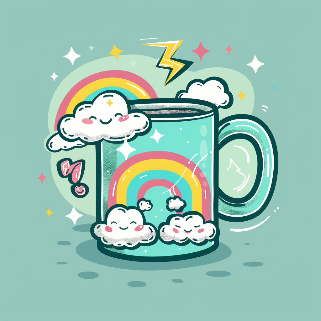 Cartoon rainbow mug template design