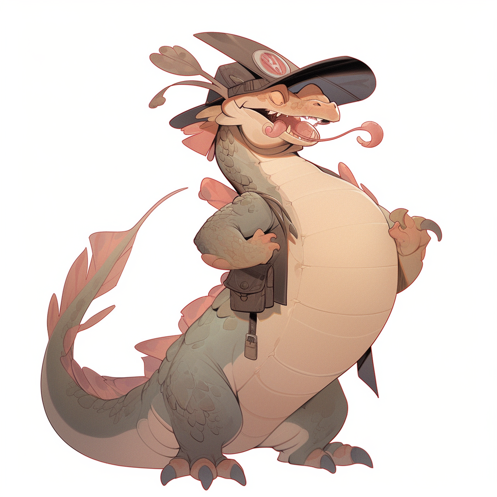 Cute dragon character with clothes and hats