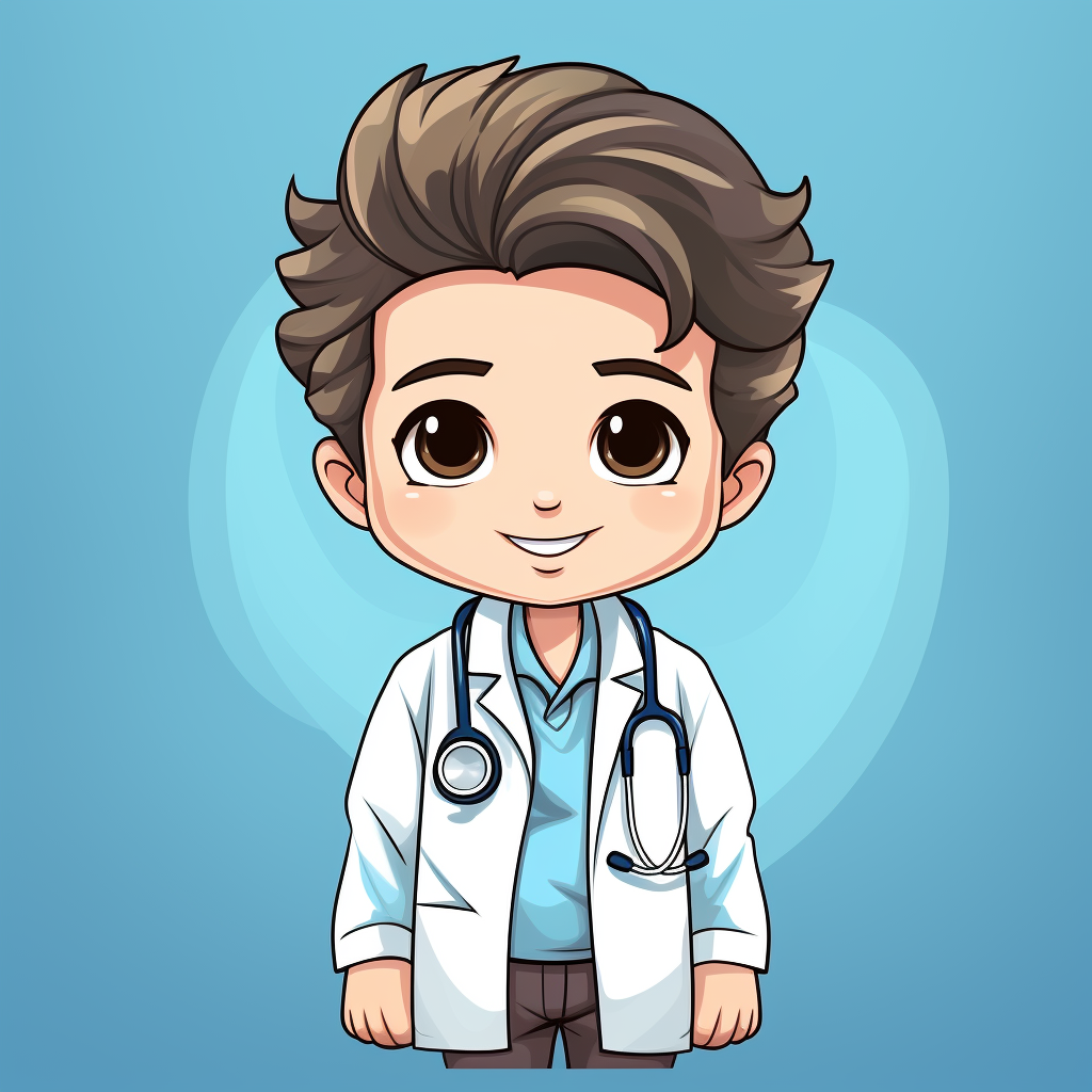 Cute doctor character line drawing