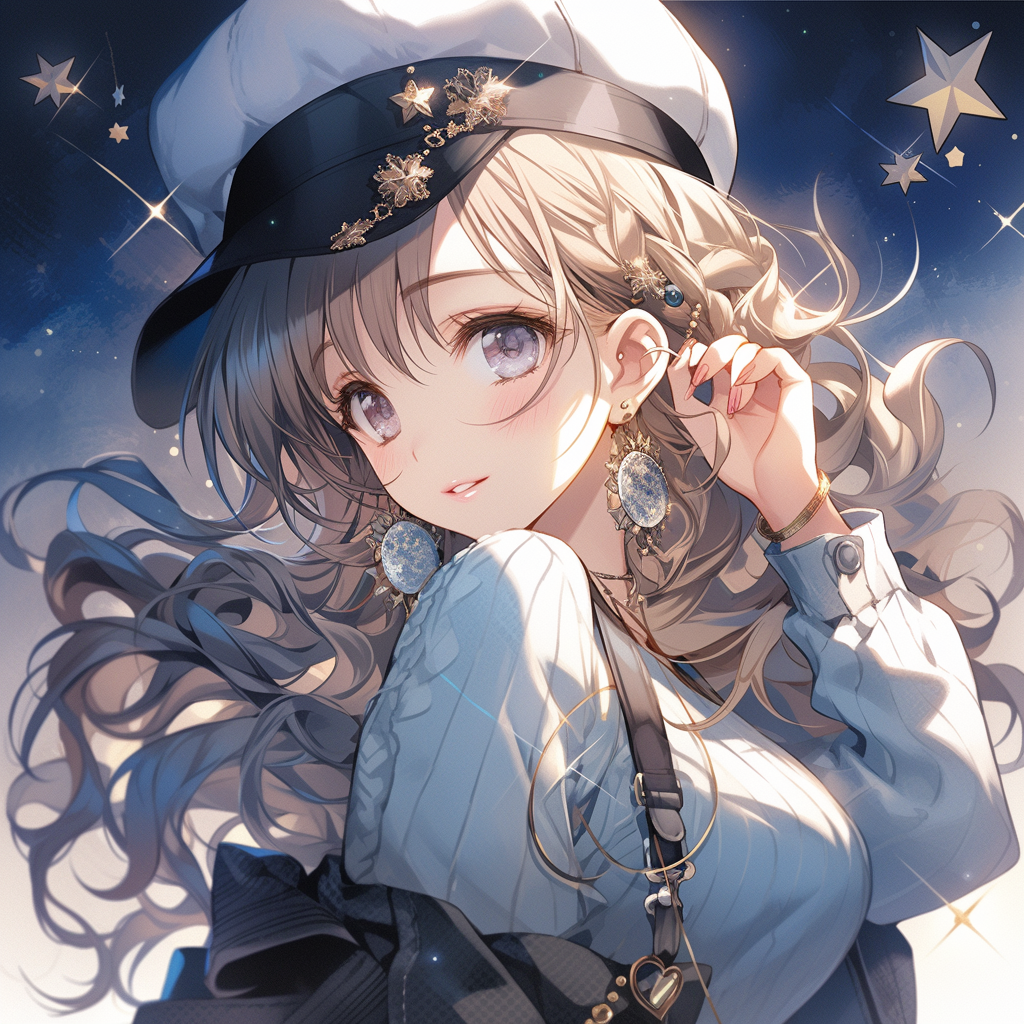 Cute girl with starry sky motif