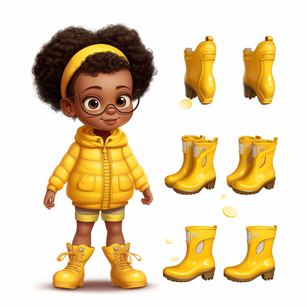 Smiling girl in yellow rainboots