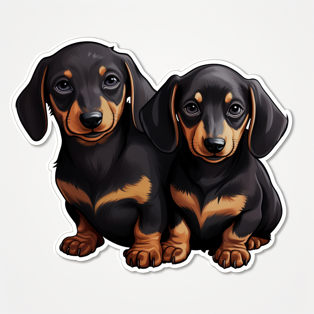 Three Dachshund Dogs happily playing together