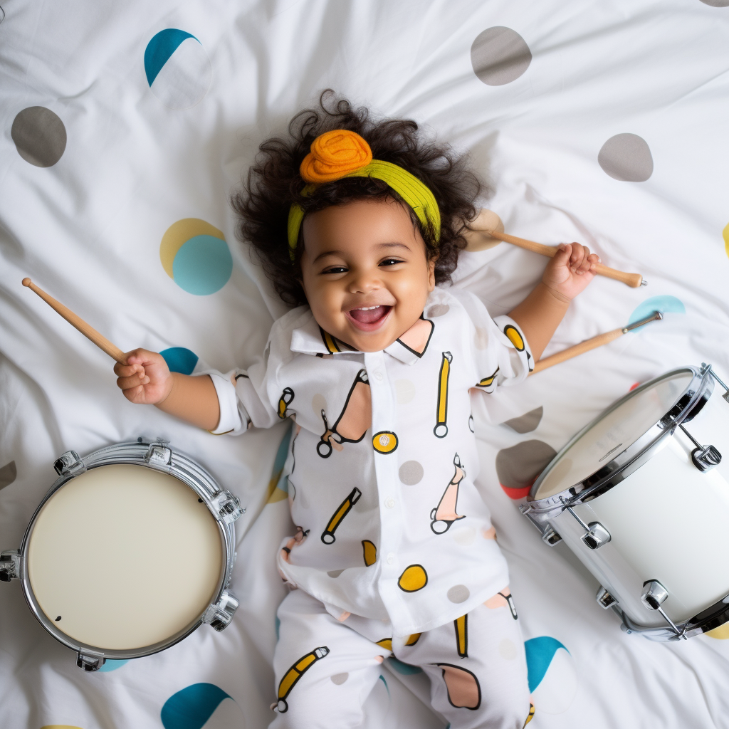 Adorable Indian girl toddler drummer