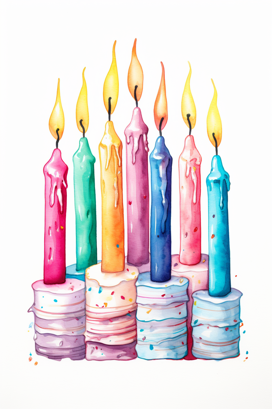 Colorful birthday candles on white background