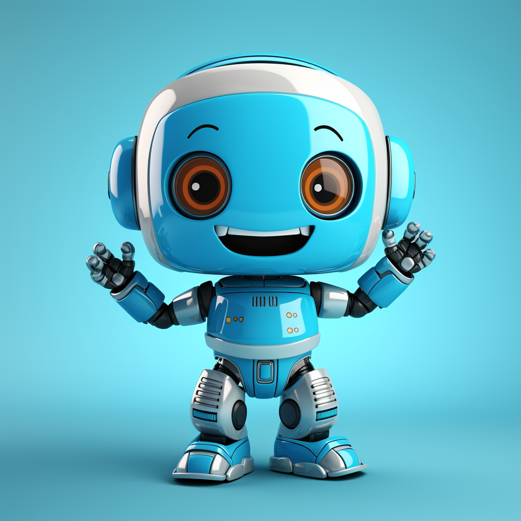 Bright blue cartoon robot