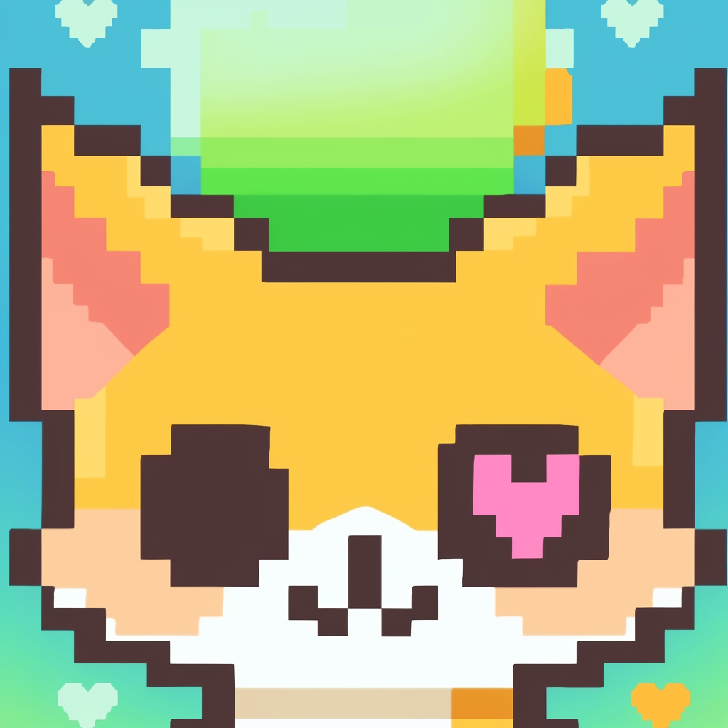 Pixel Art Style Mascot with Transparent Background