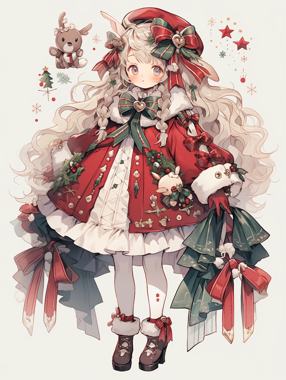 Adorable girl in festive Christmas costume