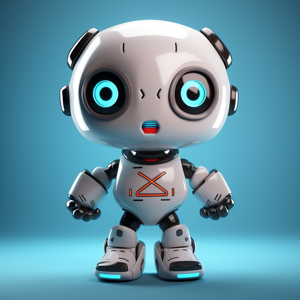 Cute robot with arms shaping 'X'