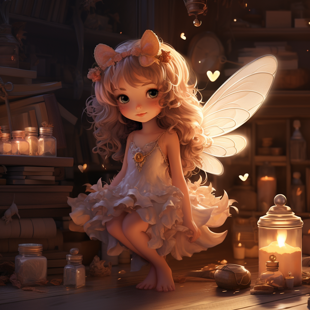 Little cute scented fairy with perfume bottles