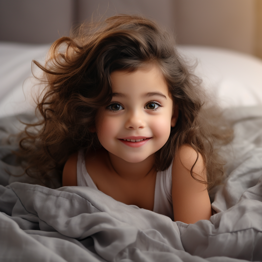 Smiling child in bed