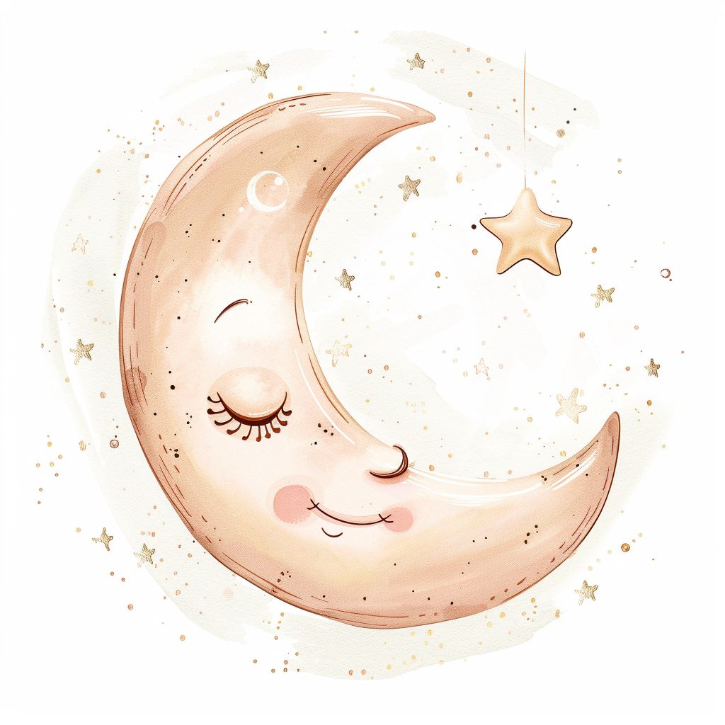 Adorable cute moon baby clipart