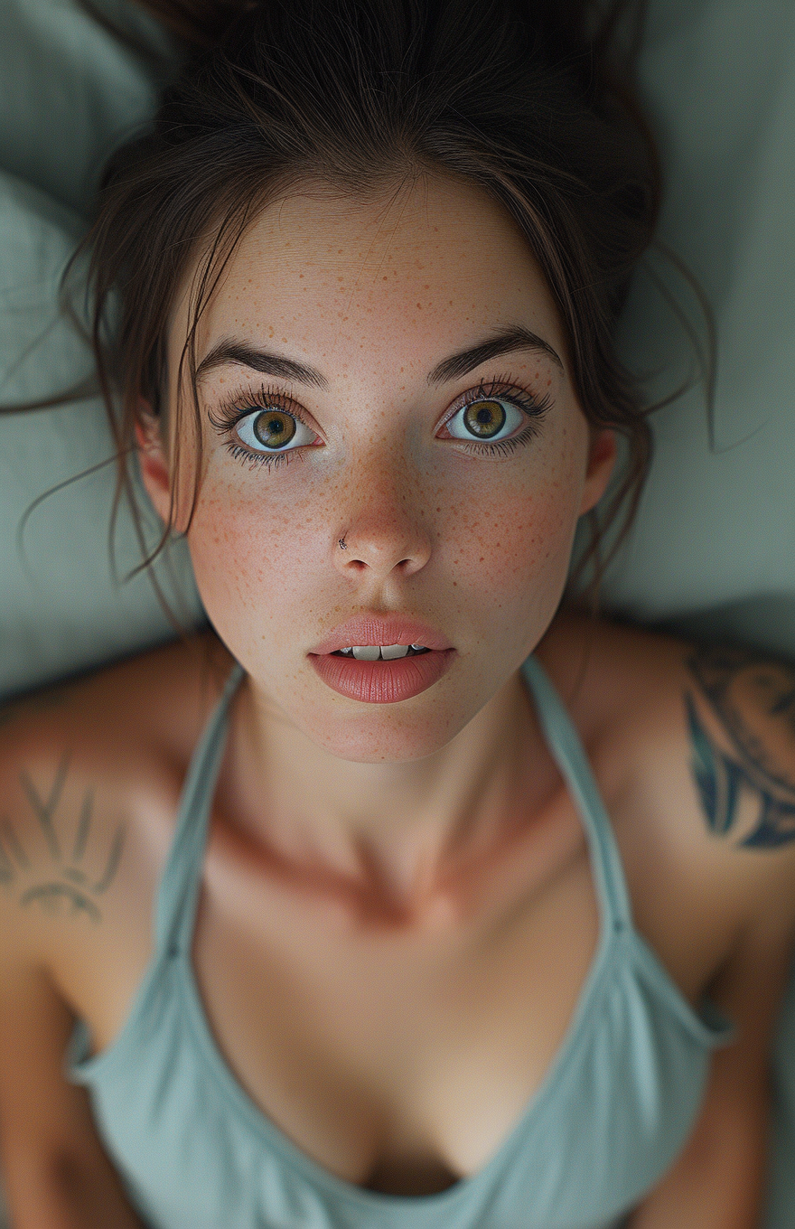 Cute woman with brown eyes and thick eyeliner