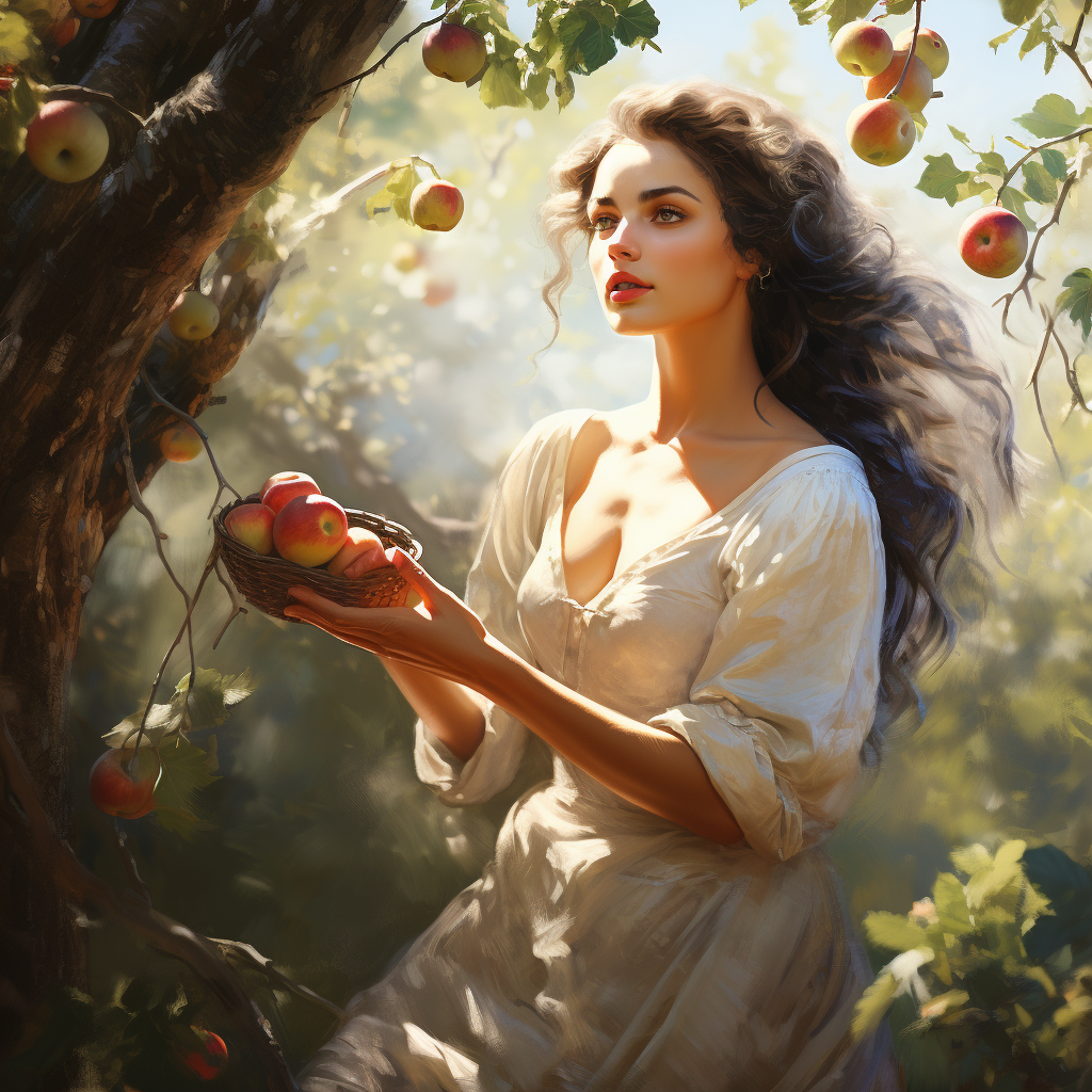 Cute Woman Picking Apples