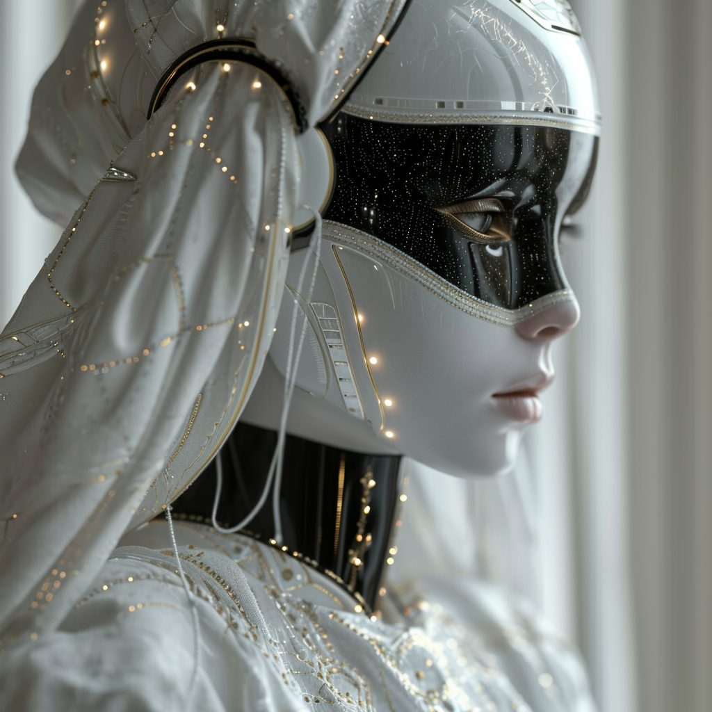 Cyber bride in realistic art fashion