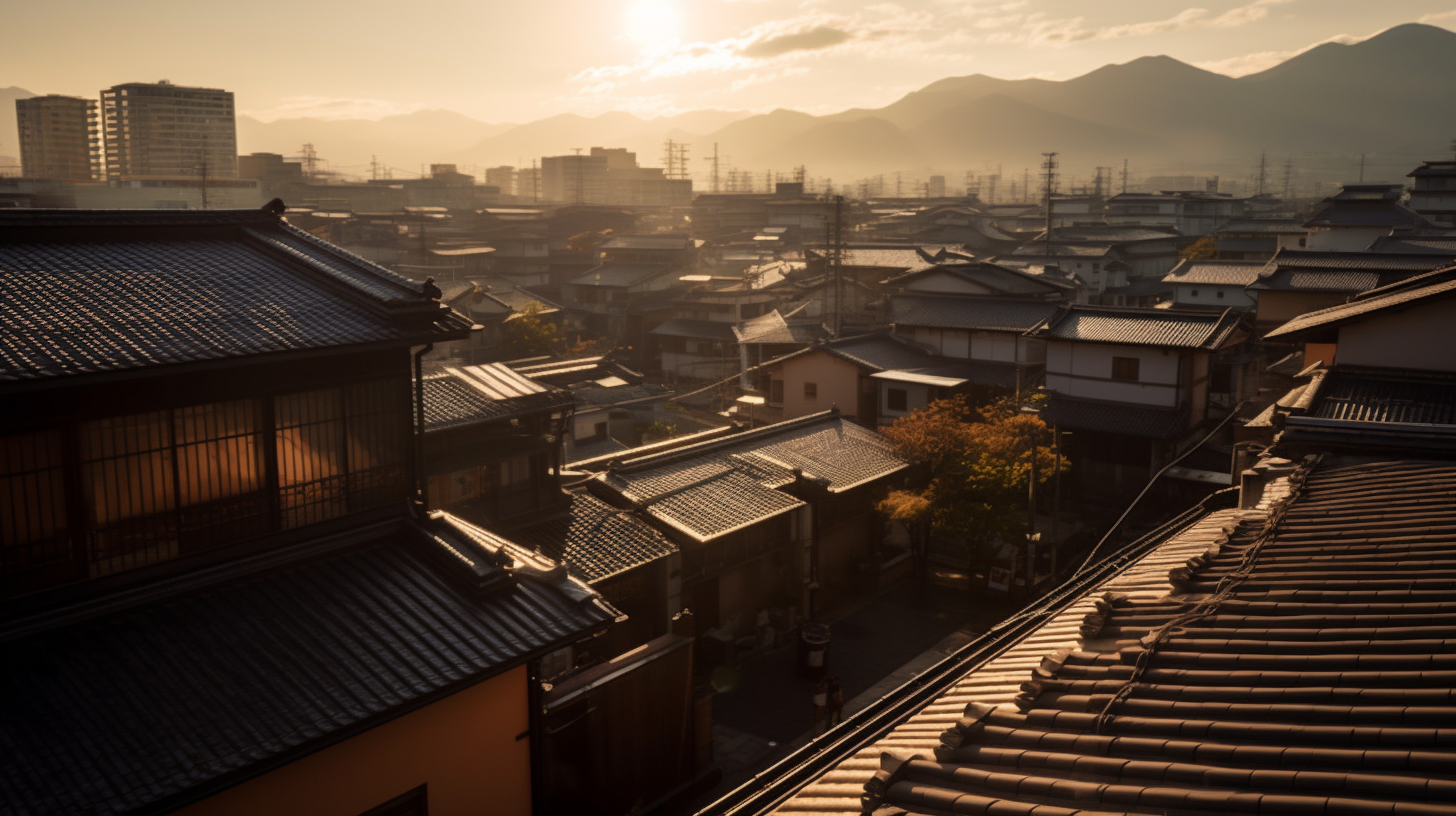 Beautiful Cyber Kyoto Morning Scene