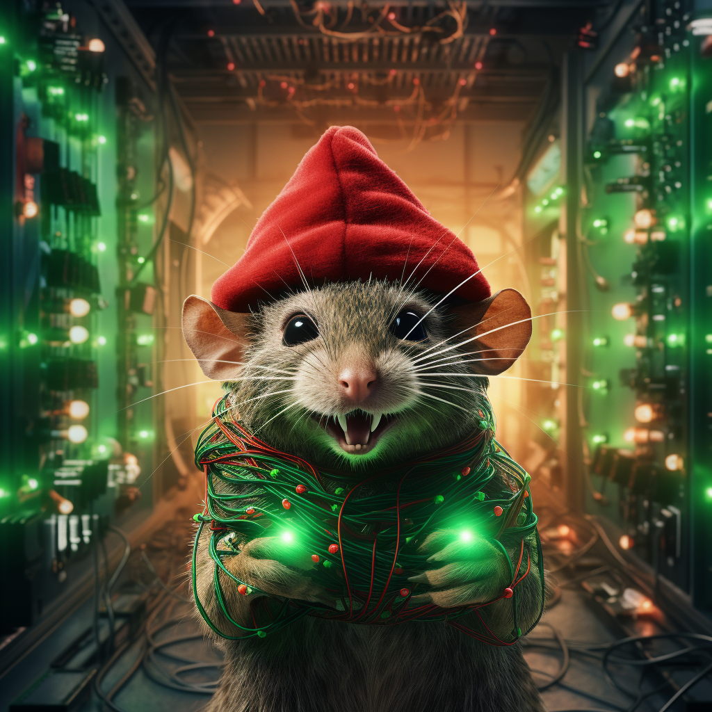 Menacing Cyber Mouse Christmas Grinch Illustration