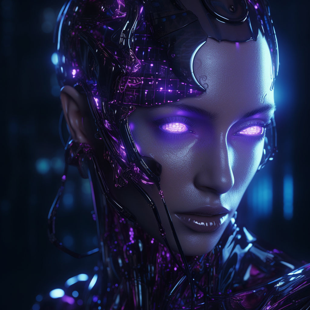 Cyber Shiney Purple Person with Neon Highlights