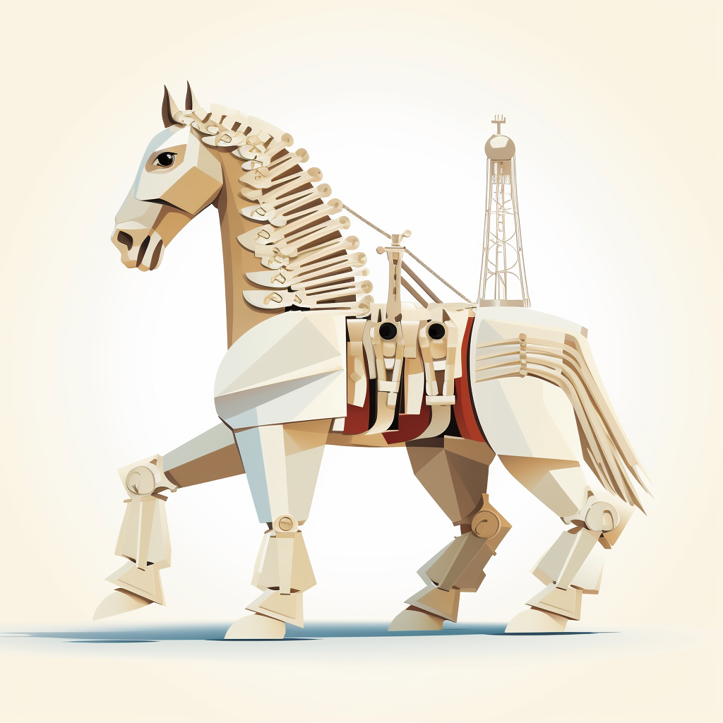 Cyber Trojan Horse in Flat Design