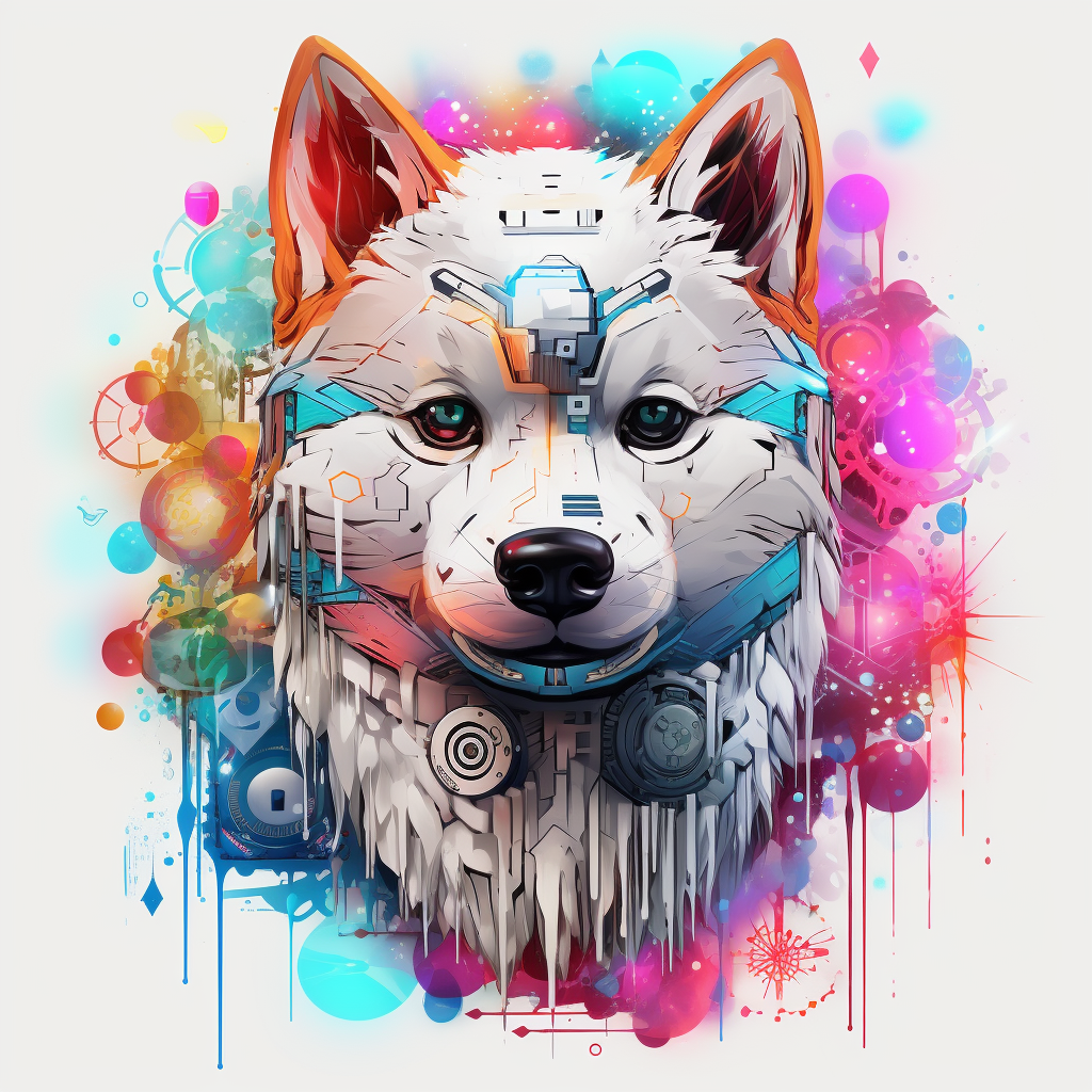 Adorable cyber white Shiba Inu dog